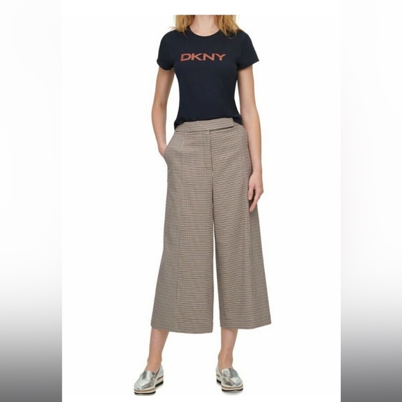 DKNY cropped pants / culottes - brown Houndstooth - Picture 1 of 10